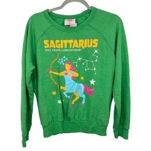 Midnight Rider Sagittarius Zodiac Constellation Graphic Sweatshirt Green Small